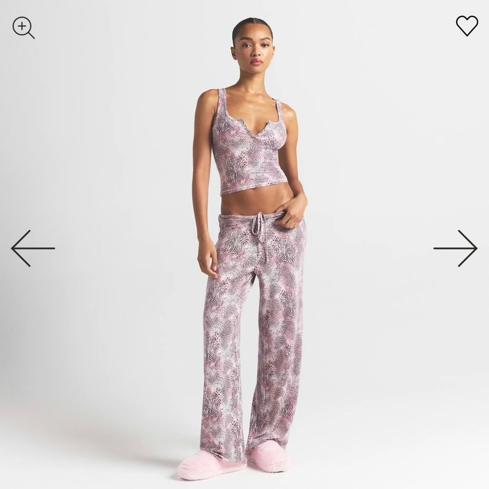 SKIMS Pink and Gray Pajama Set